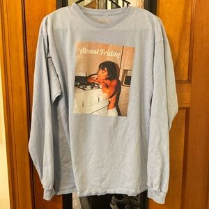 Almost Friday light blue long sleeve tee